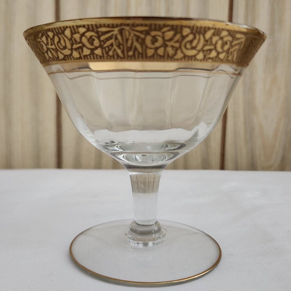 Tiffin Glass cocktail glasses 1920s gold trim set of 6